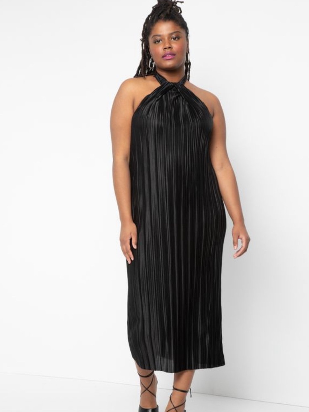 Eloquii Pleated Halter Dress